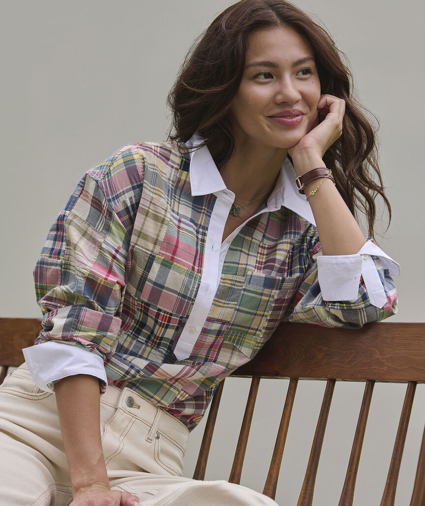 Birdie Madras Popover Top