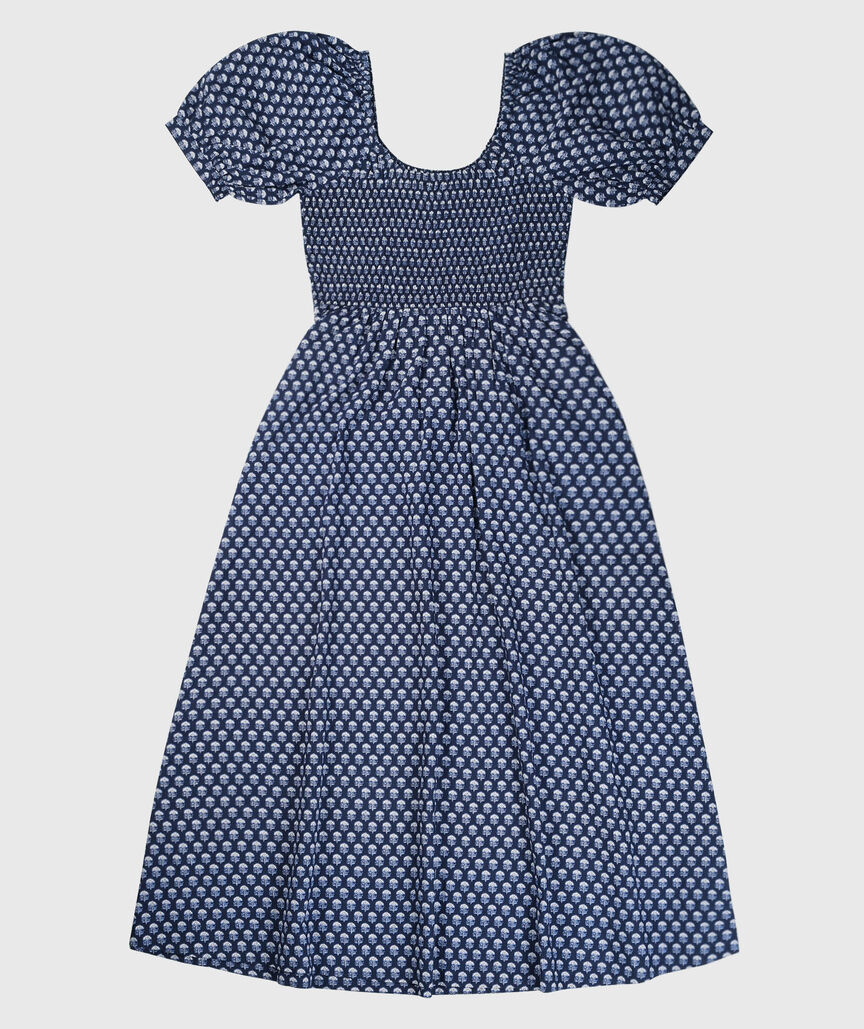 OUTLET Puff-Sleeve Smocked Maxi Dress