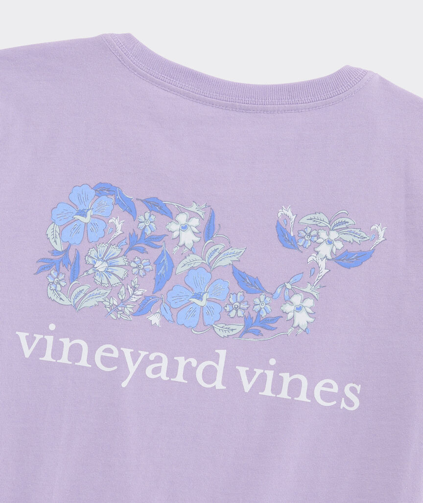 Girls' Hibiscus Block Print Whale Short-Sleeve Pocket Tee