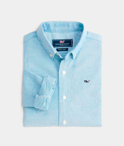 Vineyard Vines Boys' Stretch Cotton Oxford Solid Shirt (Blue) (Size: 5) (100% Cotton)
