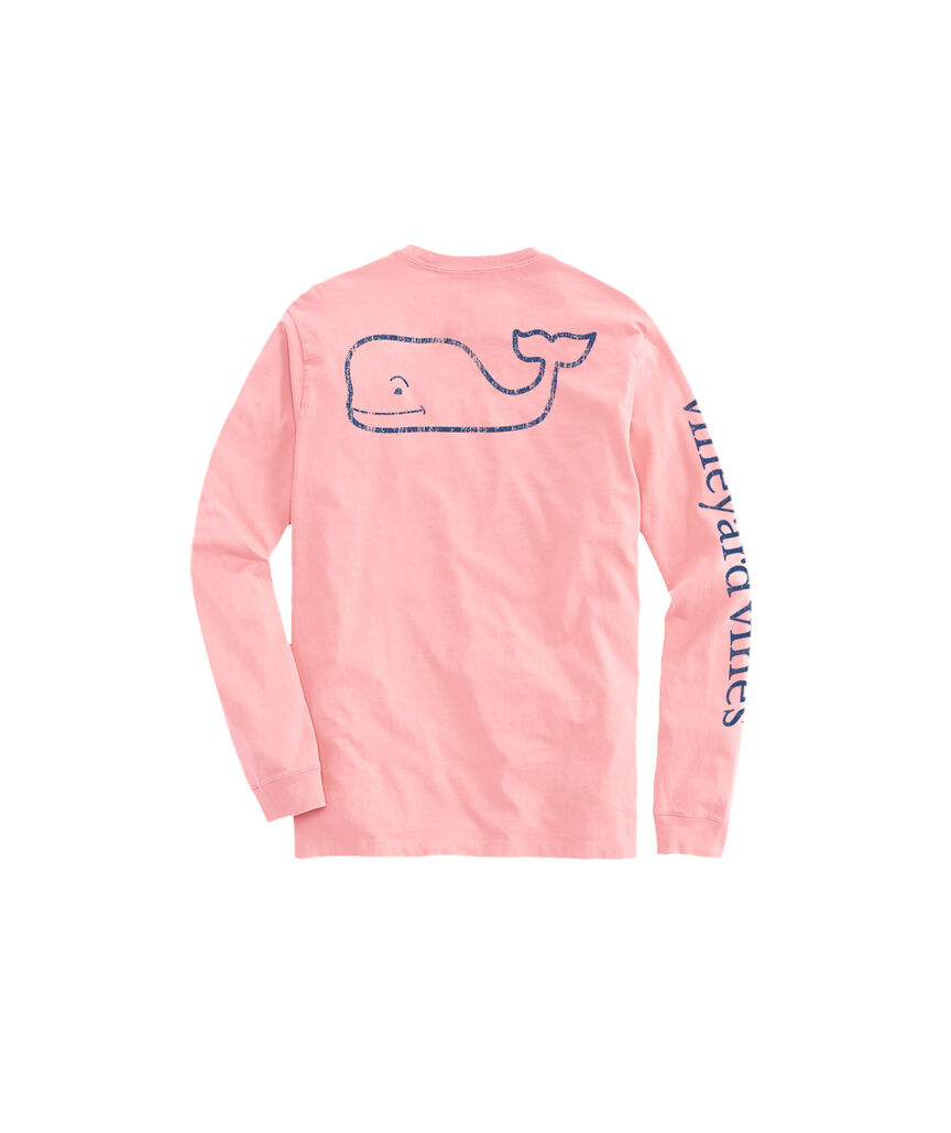 Outlet Long-Seeve Vintage Whale Graphic T-Shirt