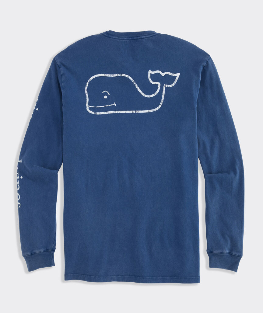 Drift-Dye Vintage Whale Long-Sleeve Pocket Tee