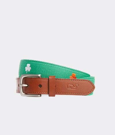 Vineyard Vines St. Patrick's Day Canvas Belt (Camden Green) (Size: 34)