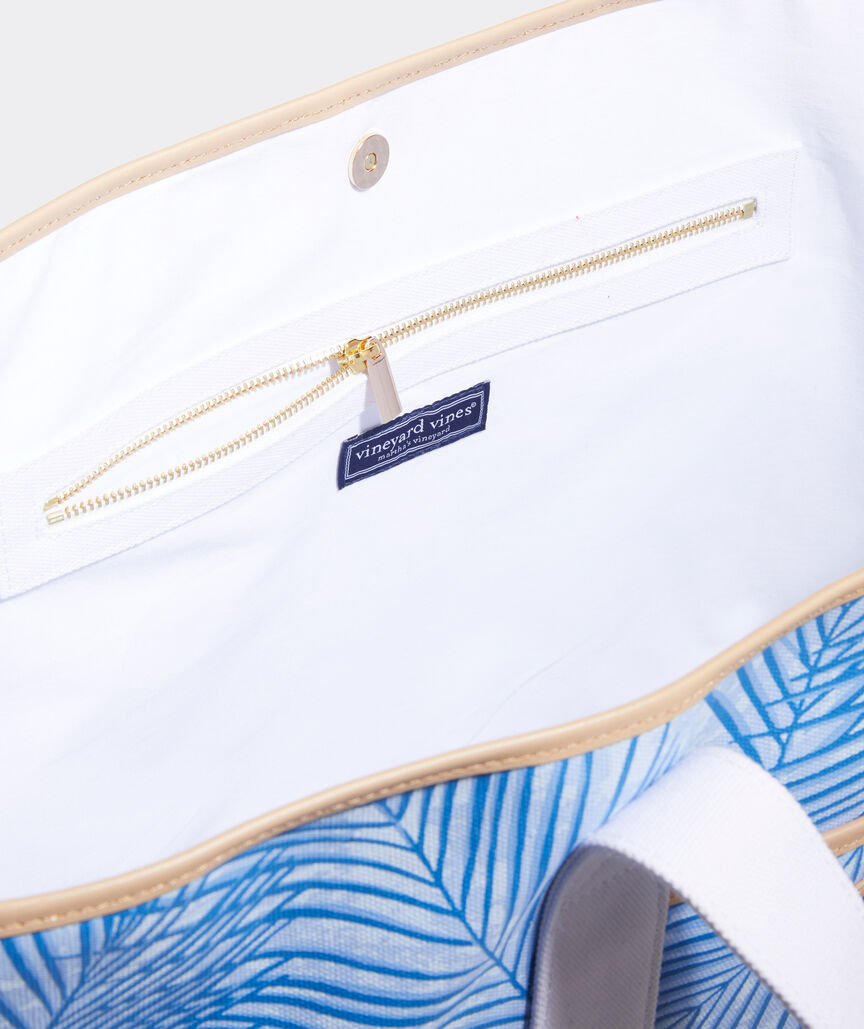 Tropical Palm Print Oversized Tote