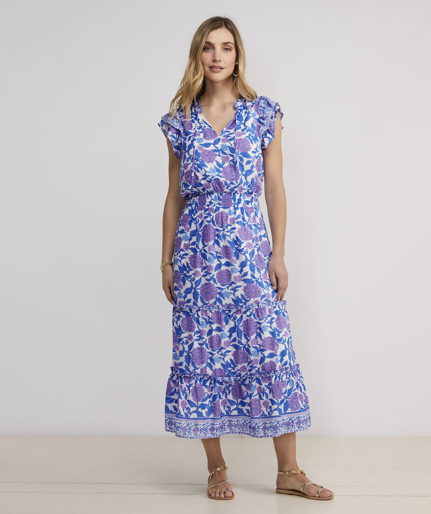 Shop Hydrangea Block Print Maxi Dress at vineyard vines