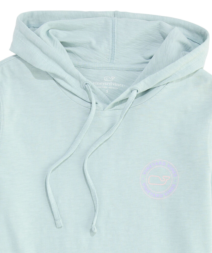 OUTLET Slub Whale Dot Curved Hem Long-Sleeve Hoodie Tee