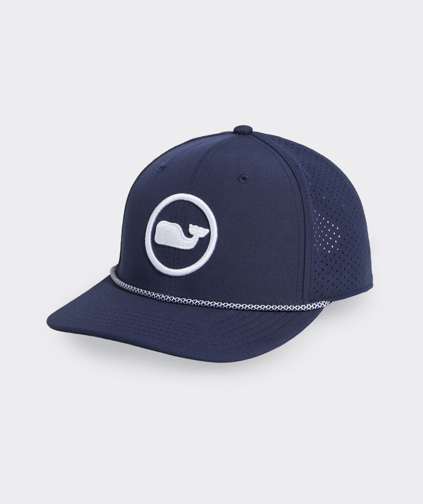Whale Dot Perforated Flat Brim Trucker Hat