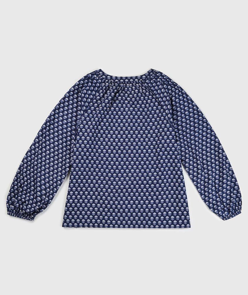 OUTLET Long-Sleeve Printed Popover Top