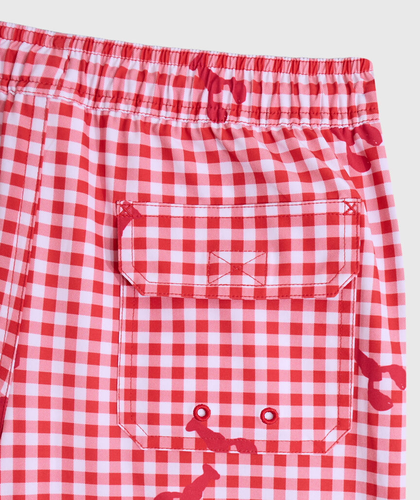 OUTLET Boys' Lobster Toss Gingham Chappy Swim Trunks
