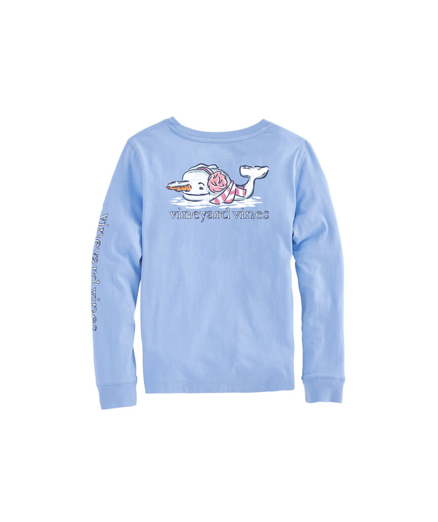 OUTLET Girls' Snowman Whale Long-Sleeve Pocket Tee