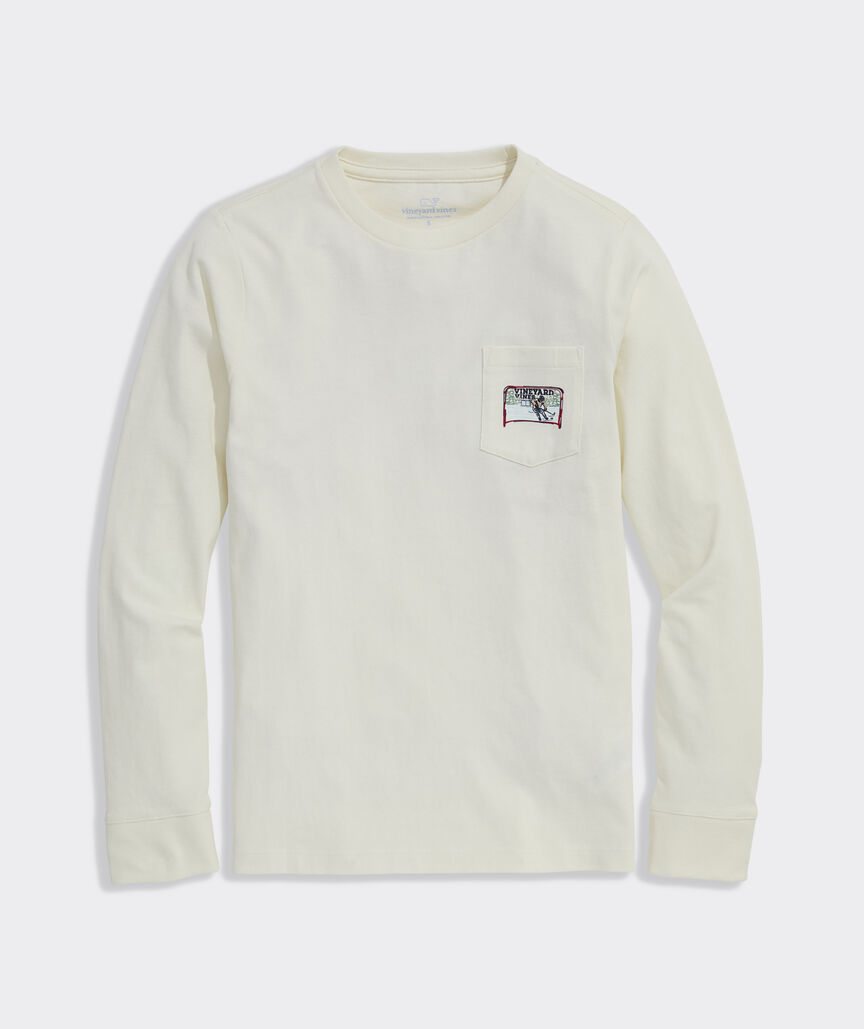 Boys' Painted Ice Hockey Long-Sleeve Pocket Tee