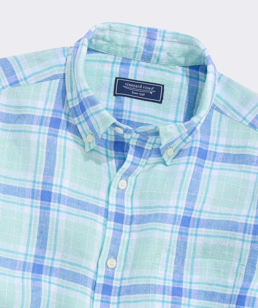 Sea Glass Plaid Linen Shirt