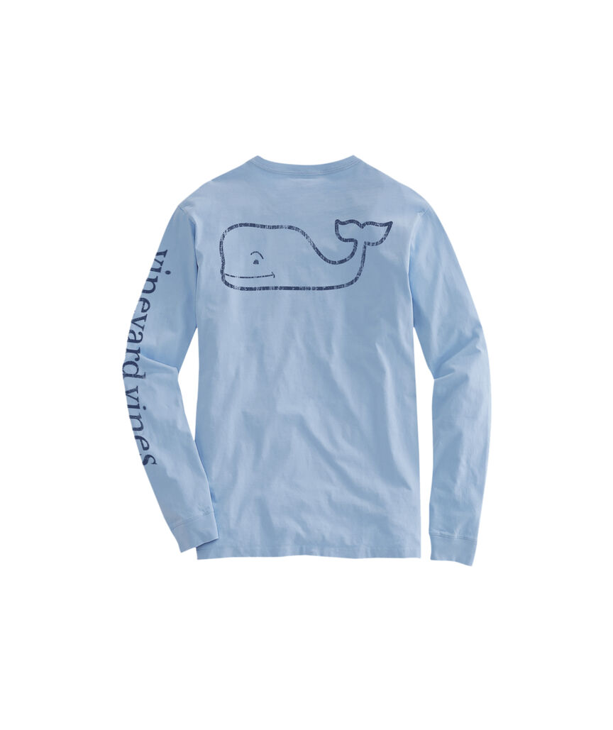 Outlet Long-Seeve Vintage Whale Graphic T-Shirt