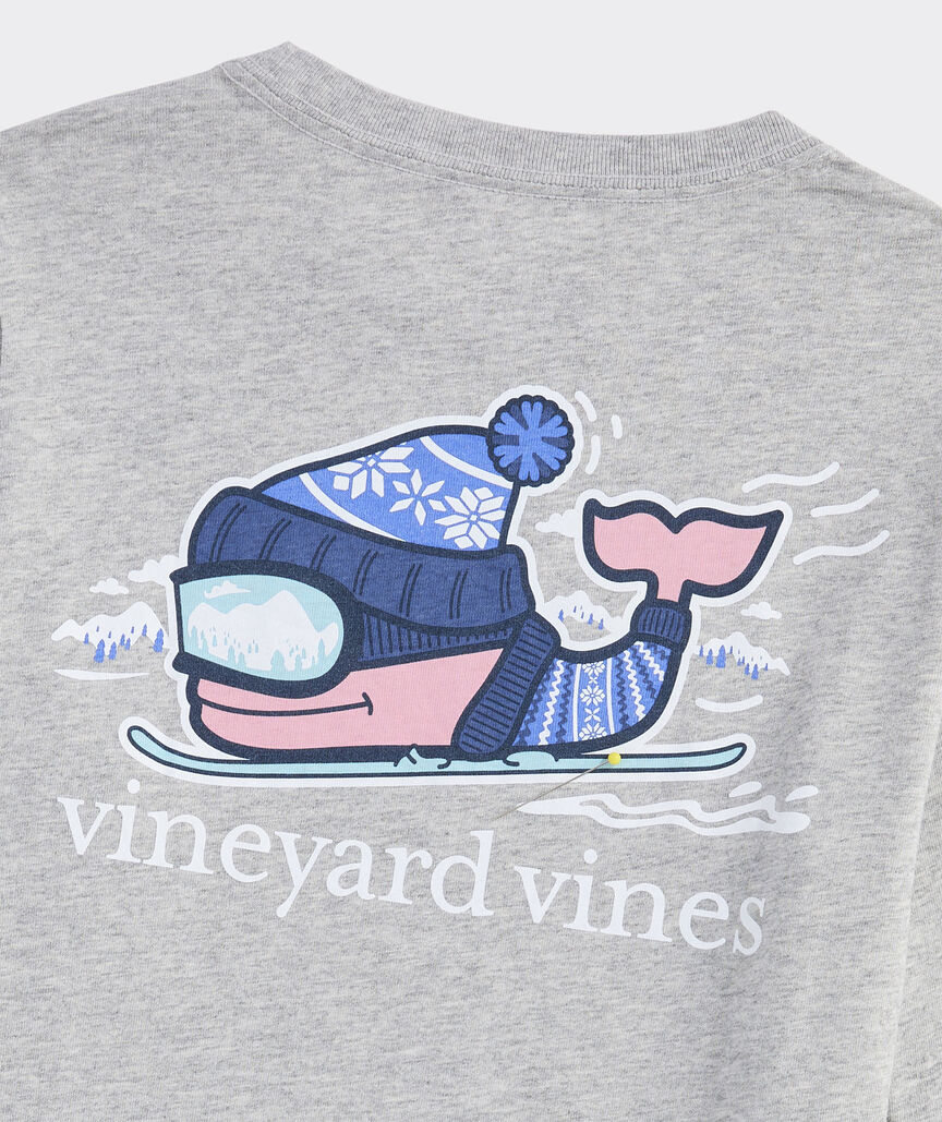 Boys' Downhill Ski Whale Long-Sleeve Pocket Tee