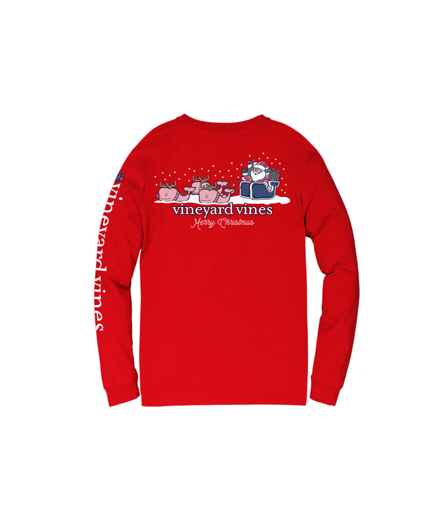 OUTLET Boys' Reindeer Whale & Sleigh Long-Sleeve Pocket Tee