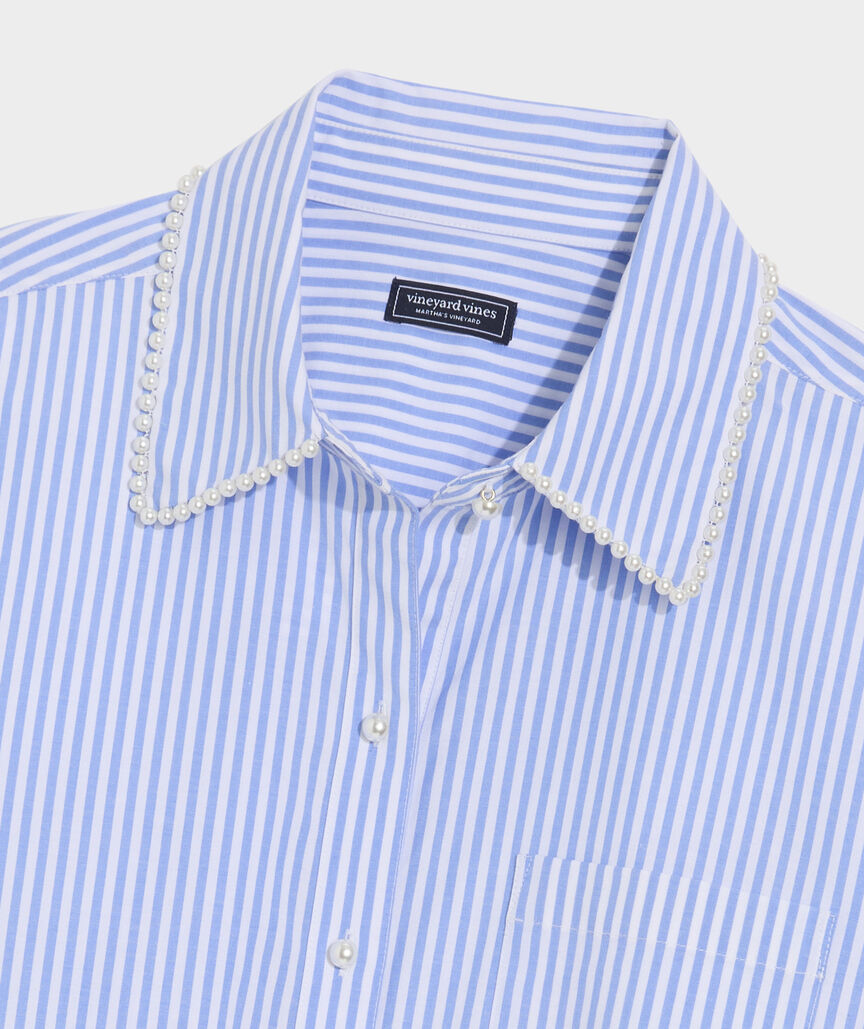 Birdie Cropped Embellished Button-Down