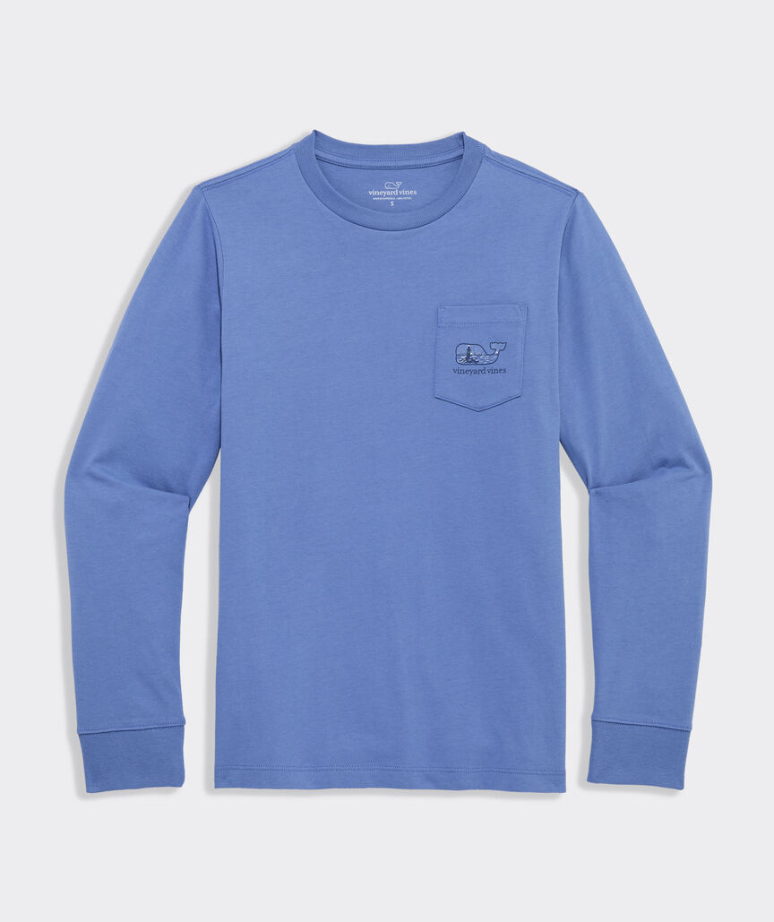 Boys' Snowy Lighthouse Whale Long-Sleeve Pocket Tee