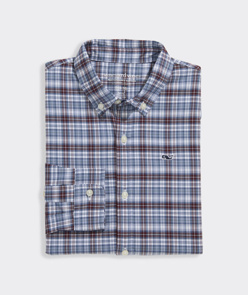 Boys' Performance Cotton Quidnet Tattersall Shirt