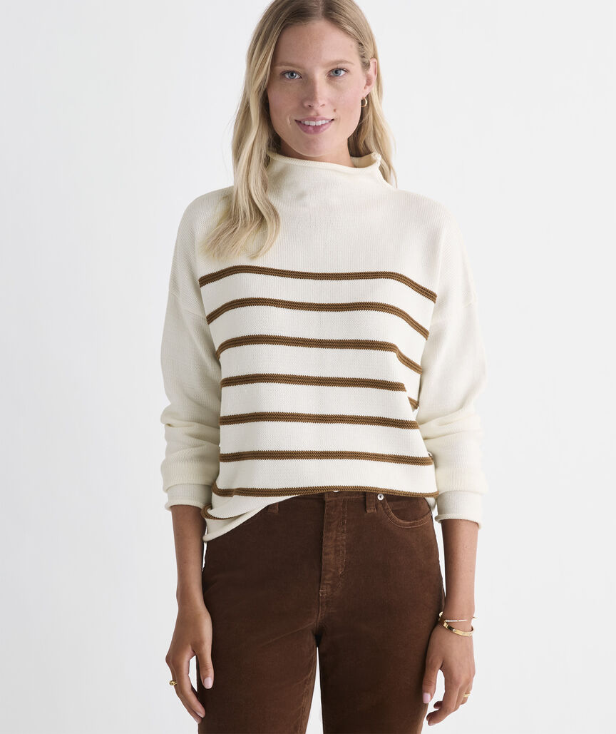 Katie Cotton Mockneck Stripe Sweater