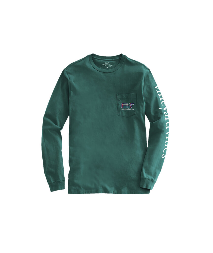 OUTLET Plaid Whale Long-Sleeve Pocket Tee