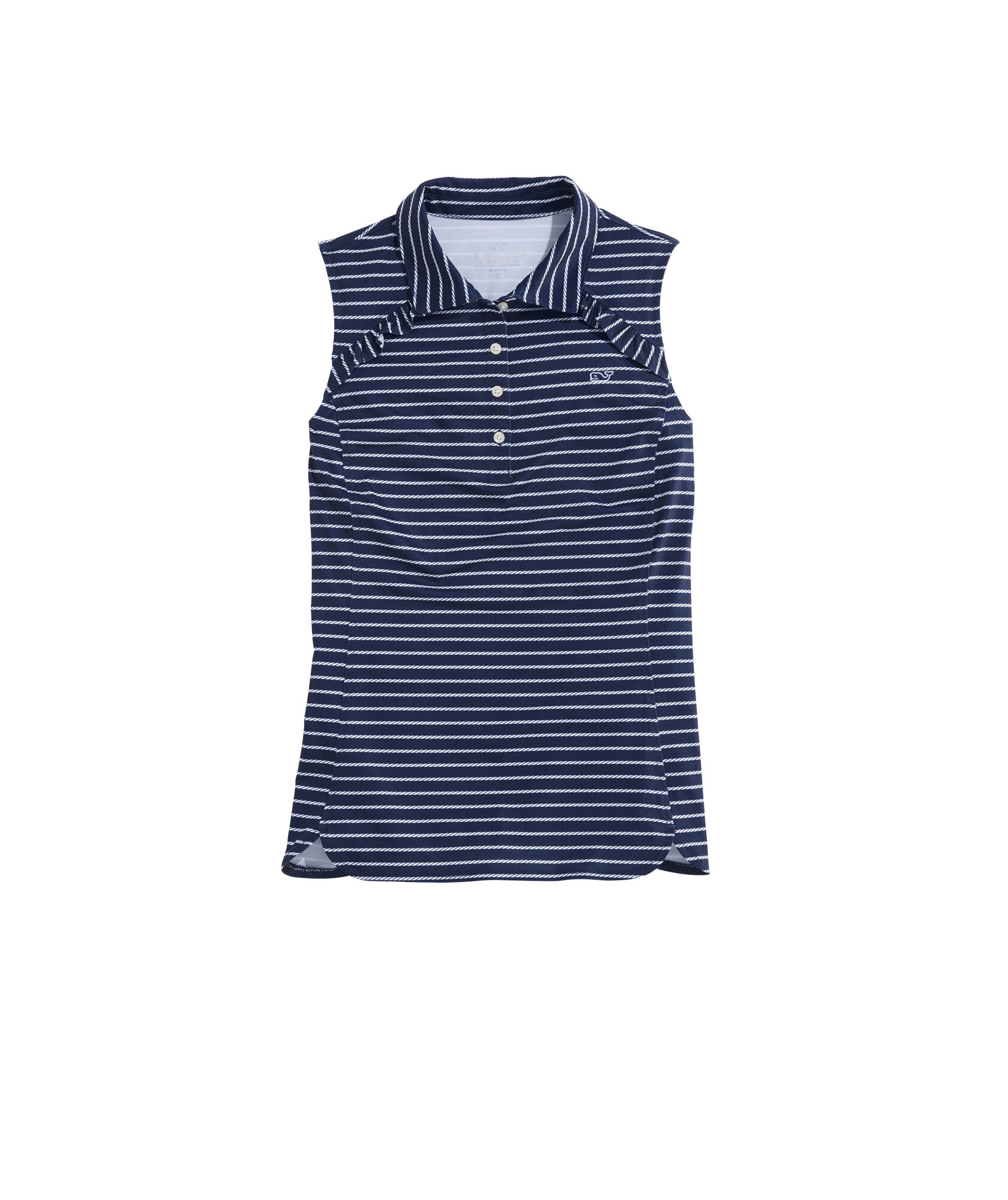 OUTLET Printed Sleeveless Performance Ruffle Polo