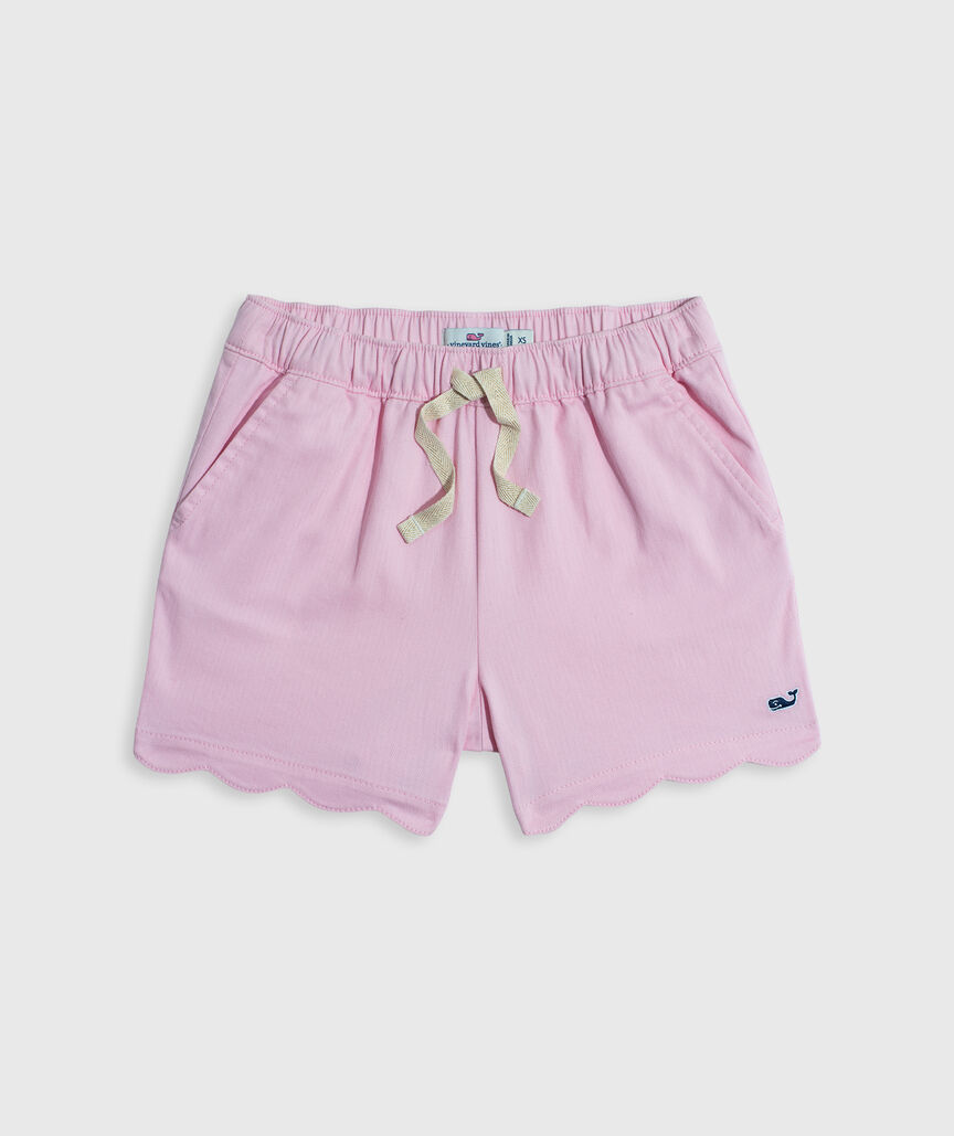 OUTLET Girls' Scallop Hem Herringbone Pull-On Shorts