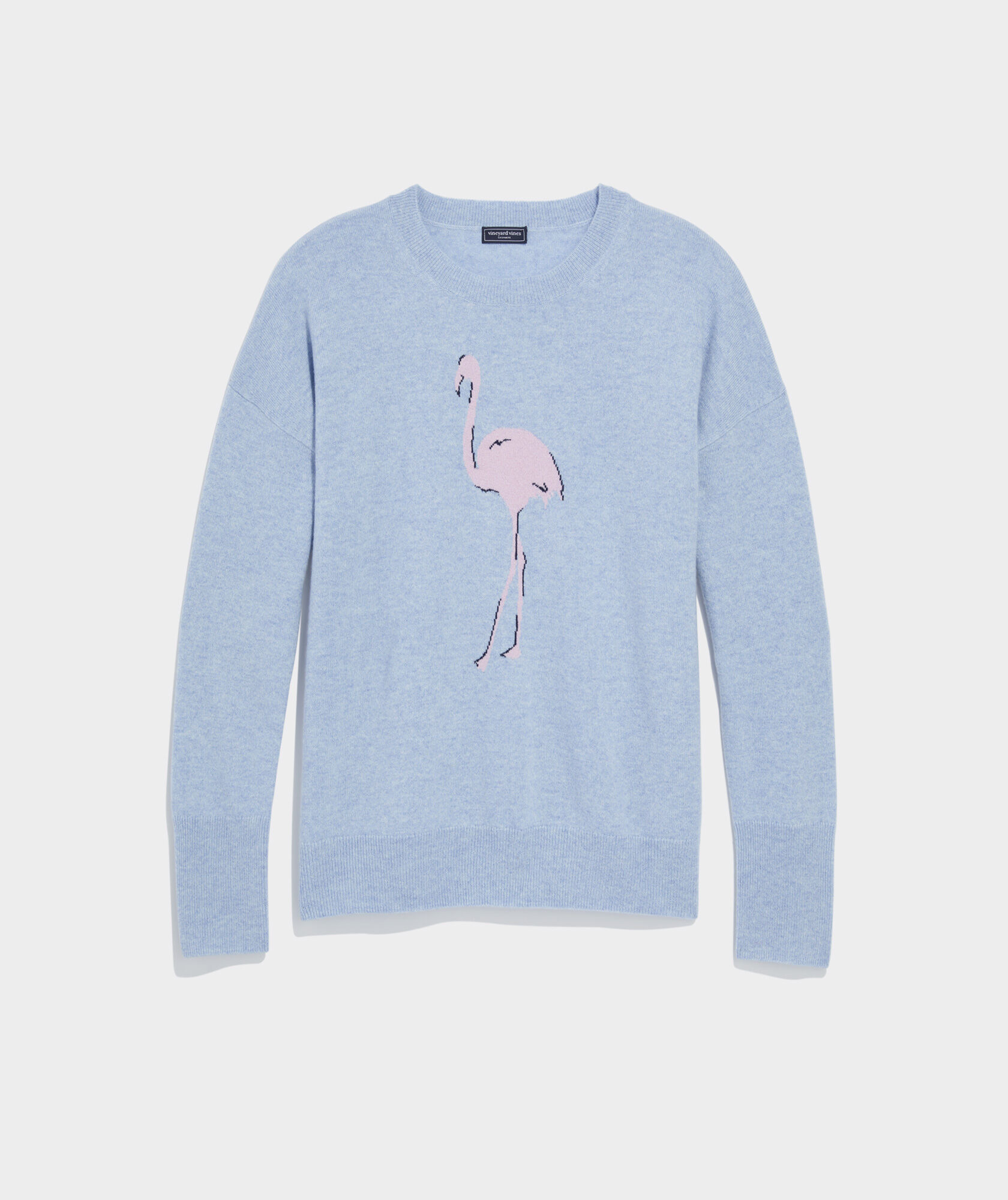 Flamingo Intarsia Cashmere Crewneck Sweater