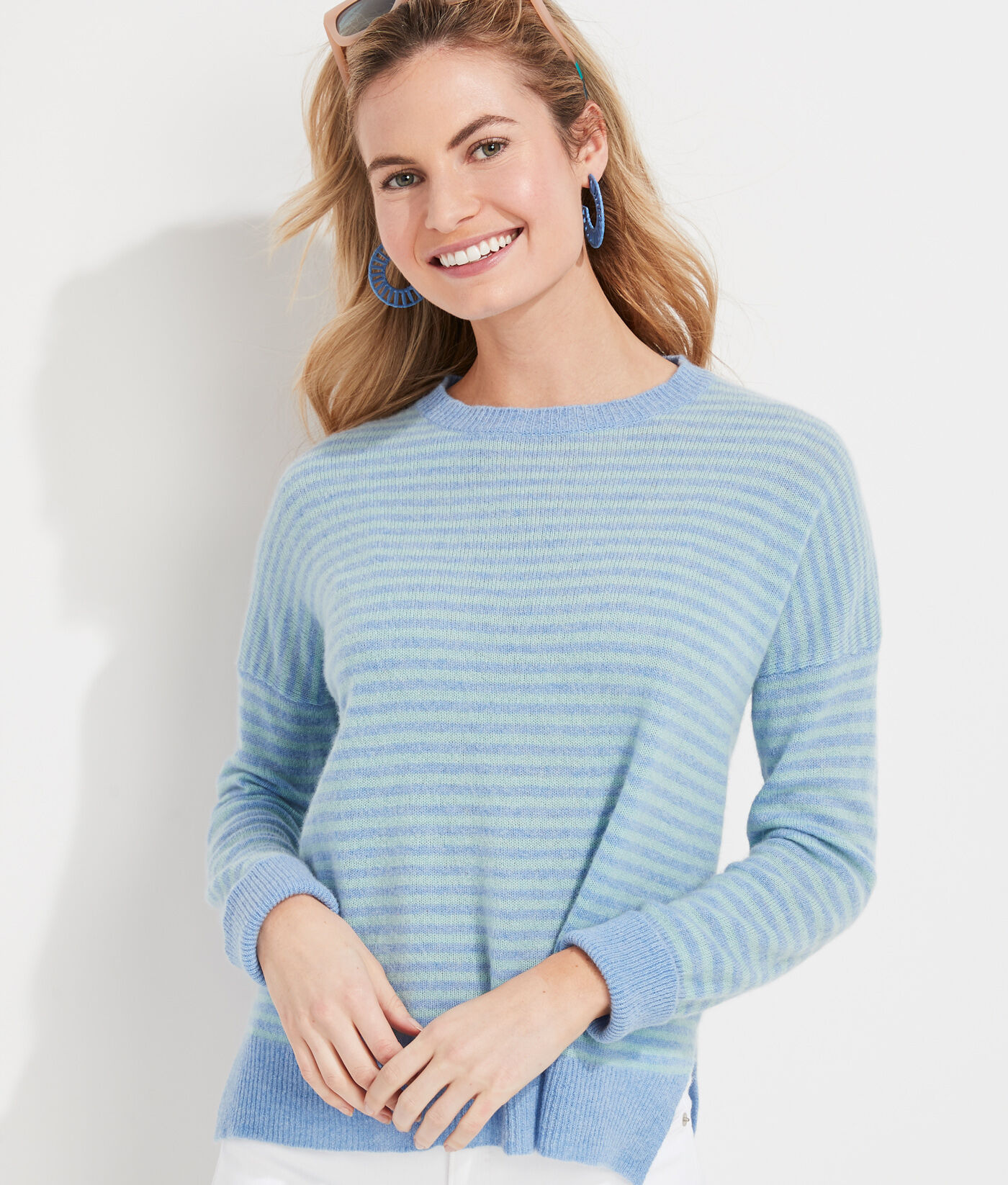 Ginny Stripe Lofty Cashmere Crewneck Sweater