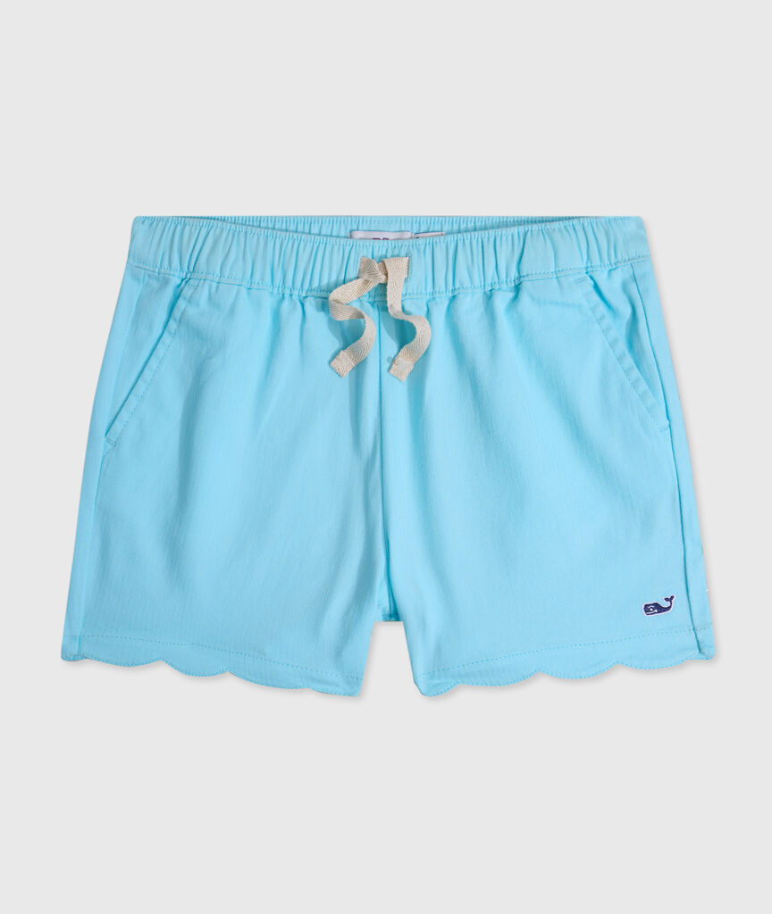 OUTLET Girls' Scallop Hem Herringbone Pull-On Shorts