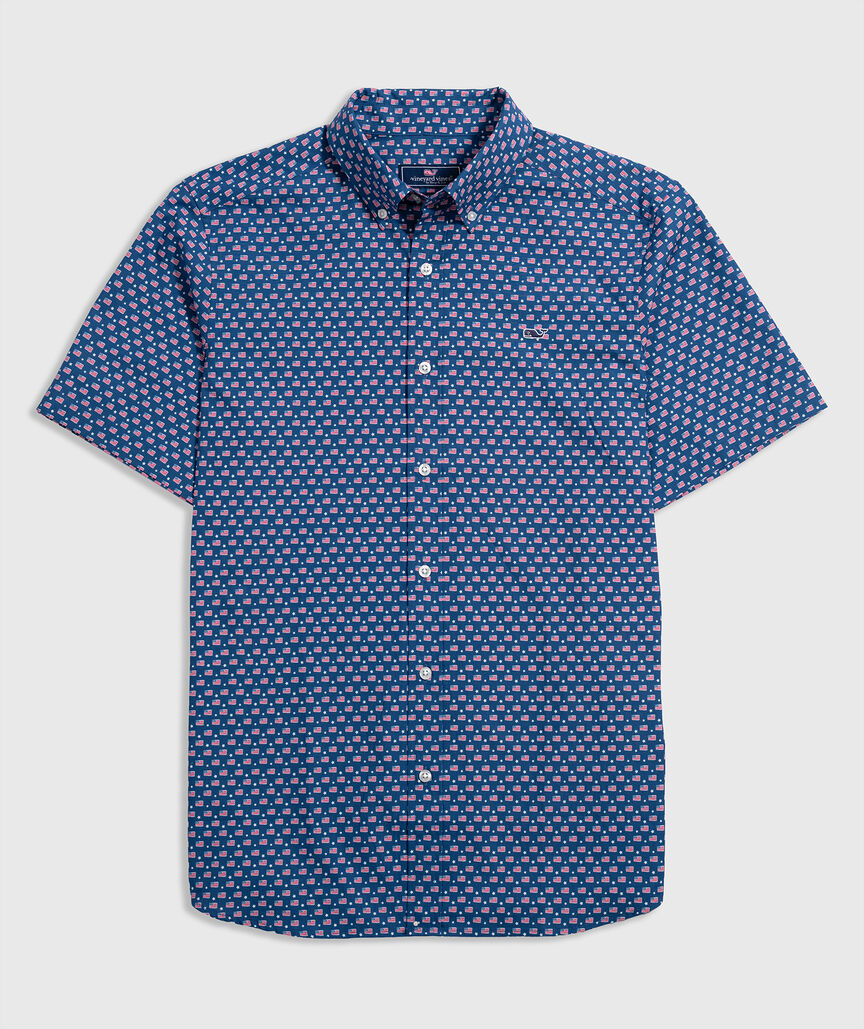 OUTLET Poplin Short-Sleeve Flag & Stars Shirt