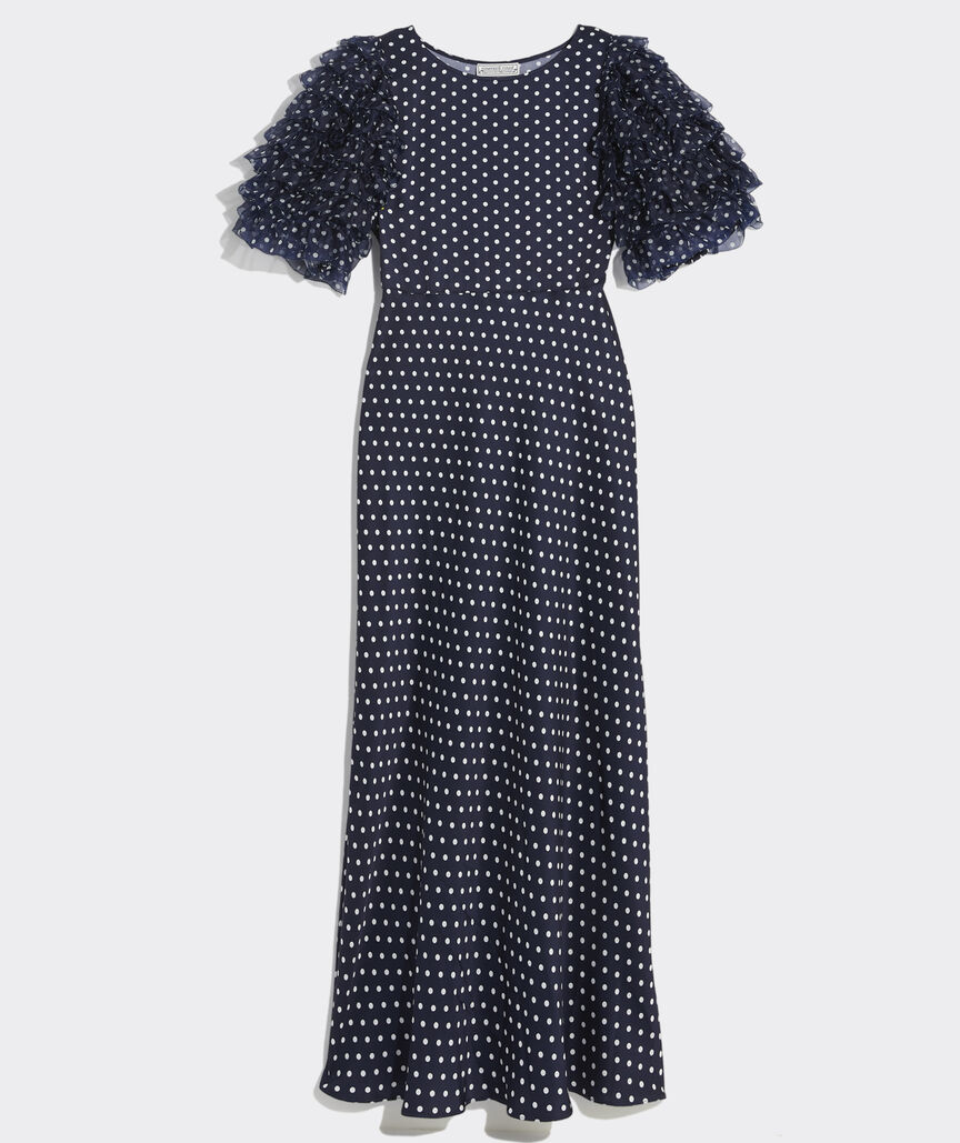 Kentucky Derby Ruffle-Sleeve Maxi Dress