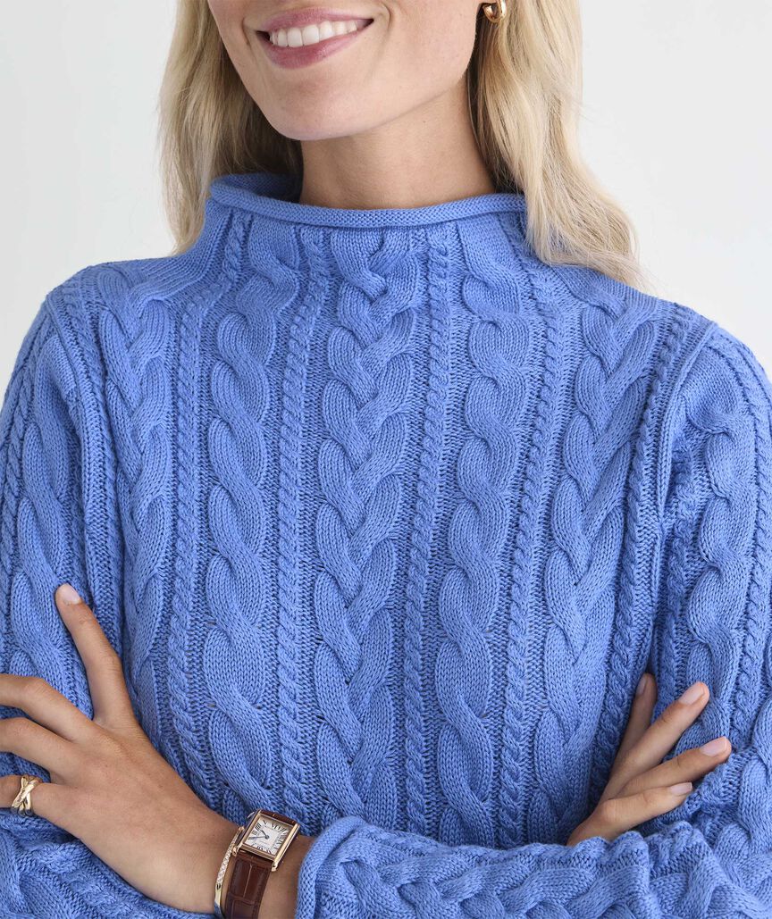 Katie Cotton Cable Mockneck Sweater