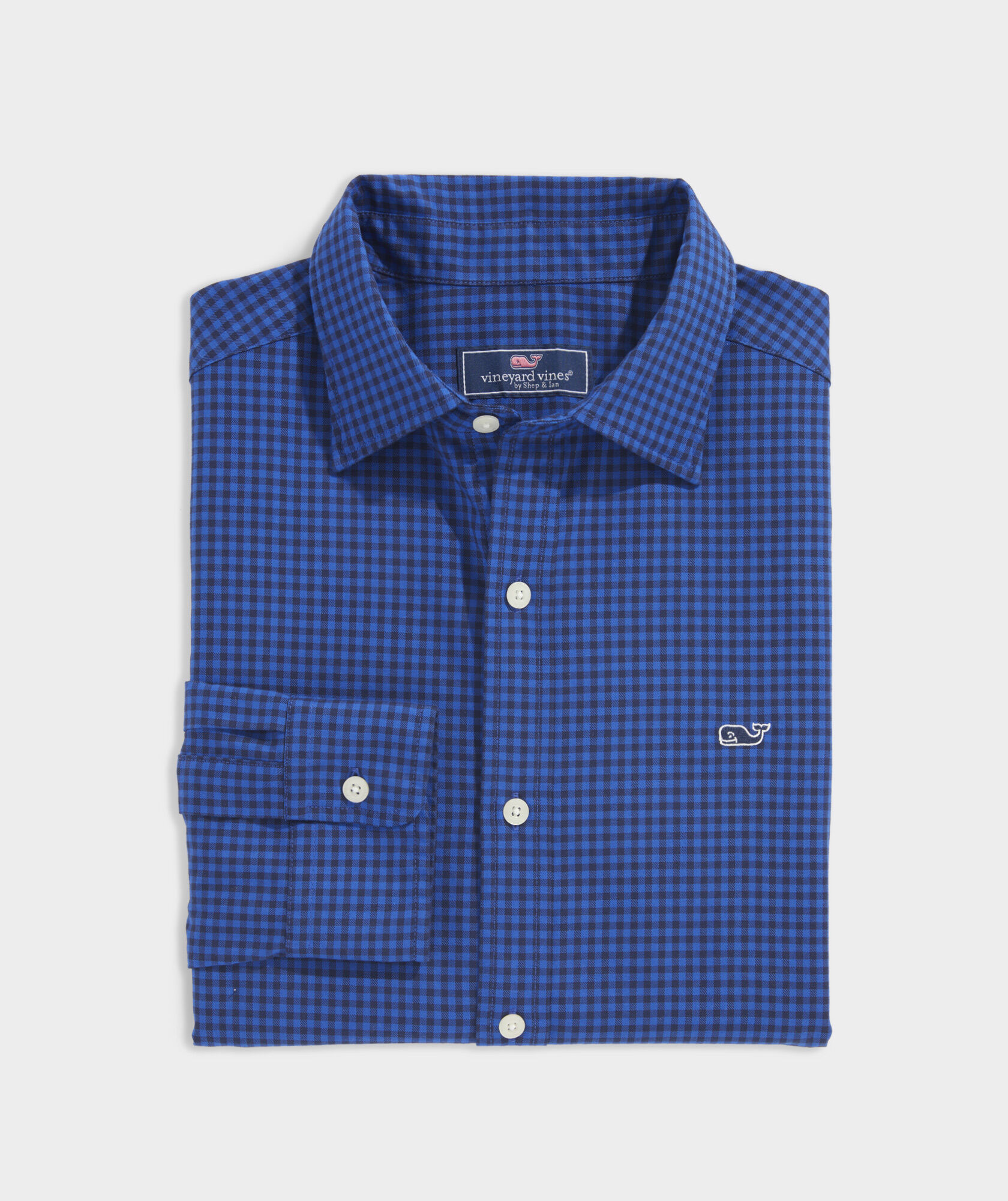 Cotton Twill Spread Collar Gingham Shirt