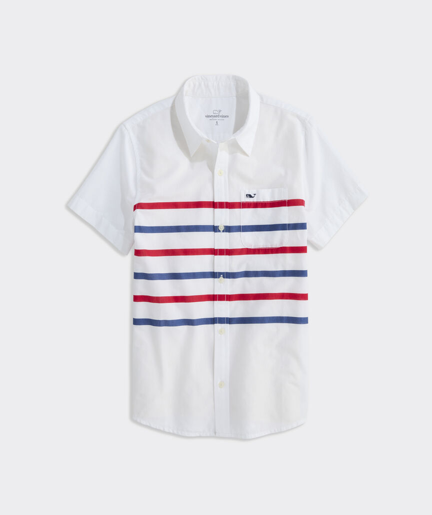 Boys' Printed Cotton Short-Sleeve Shirt