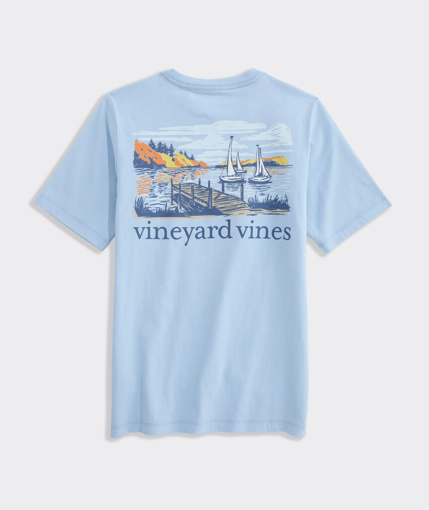Boys' Autumn Sailing Scene Short-Sleeve Pocket Tee