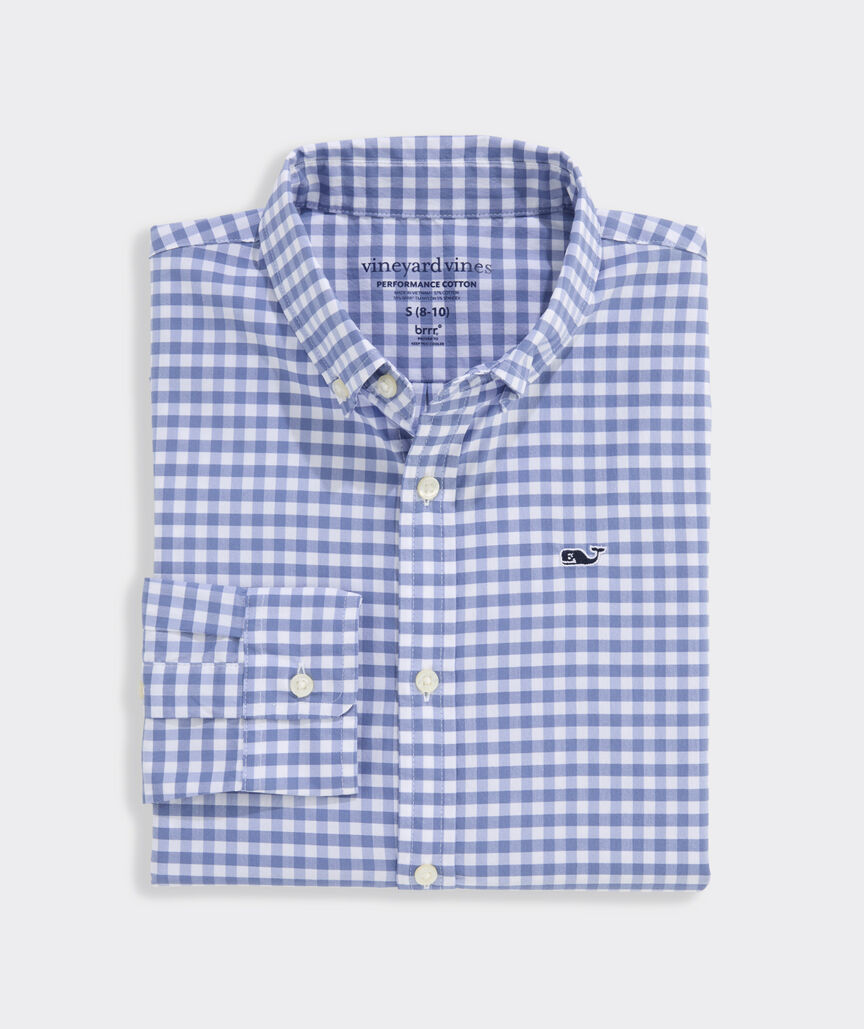Boys' Performance Cotton Skysail Gingham Shirt