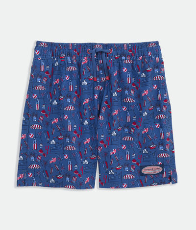 Vineyard Vines Boys' Printed Chappy Swim Trunks (Beach Day-Moonshine) (Size: 5)