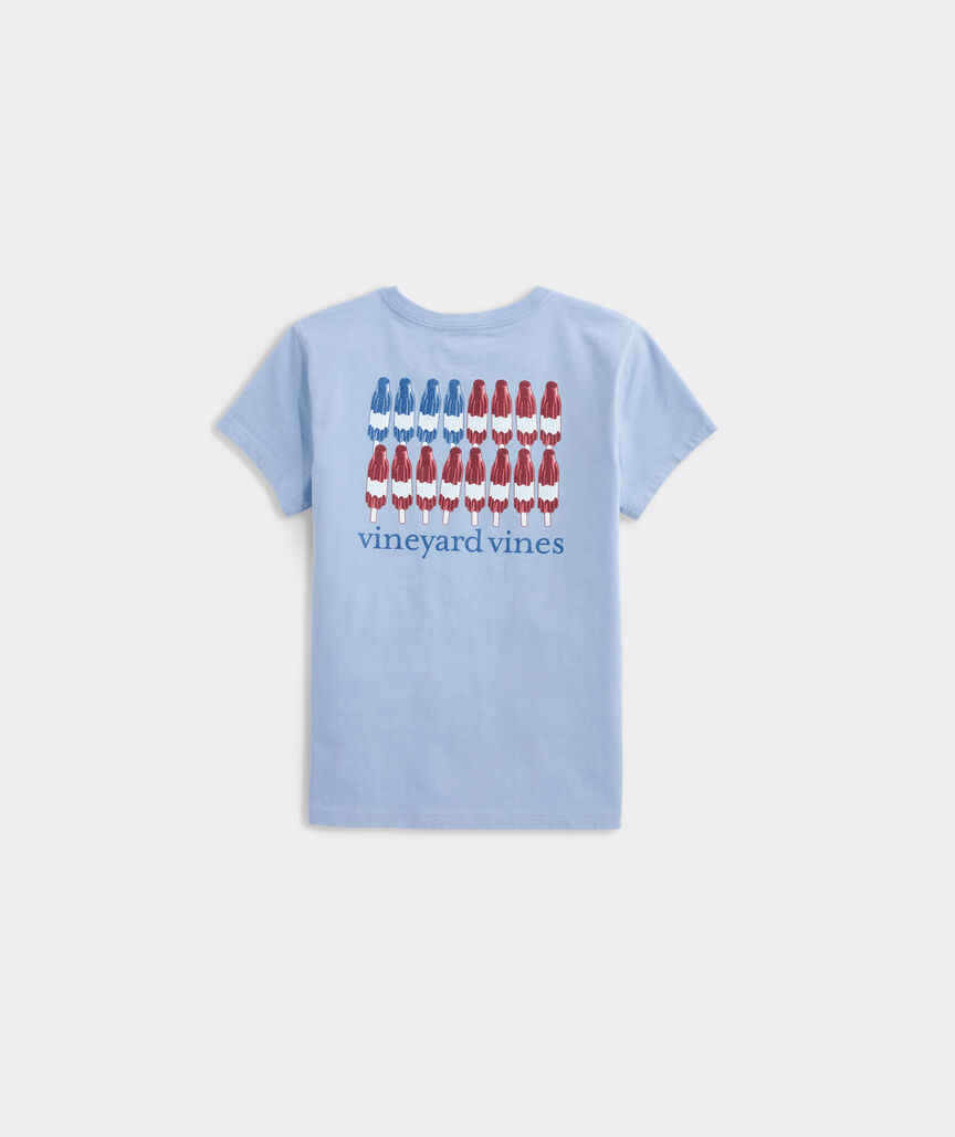 Girls' Glitter Popsicle Flag Short-Sleeve Pocket Tee