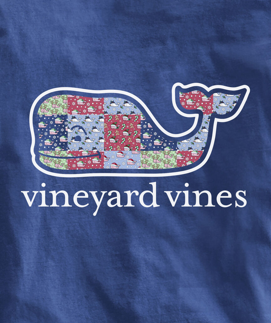 OUTLET Holiday Patchwork Whale Long-Sleeve Pocket Tee