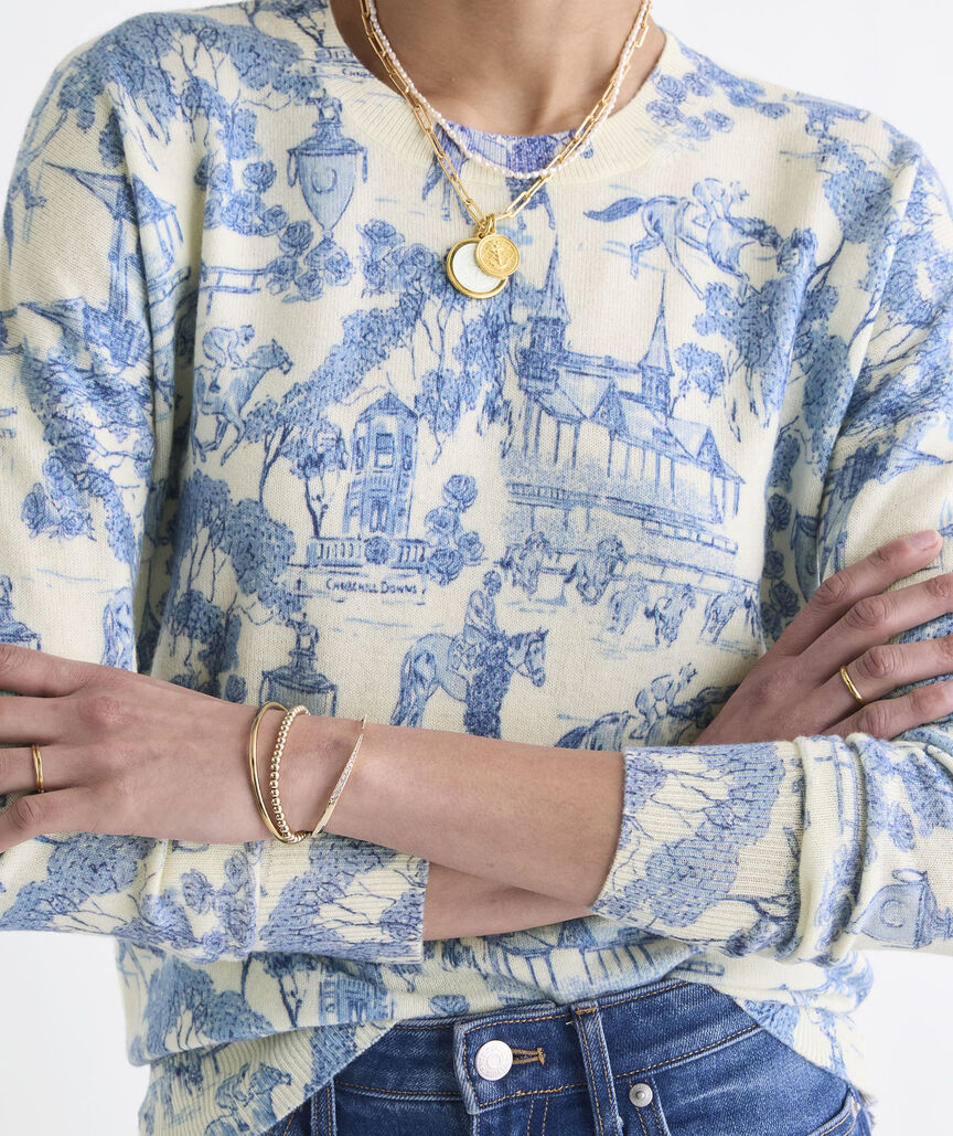 Kentucky Derby Women's Printed Wool Cashmere Sweater