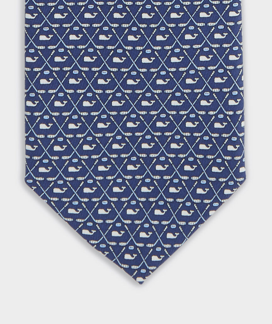 Crossed Hockey Sticks & Whale Silk Tie