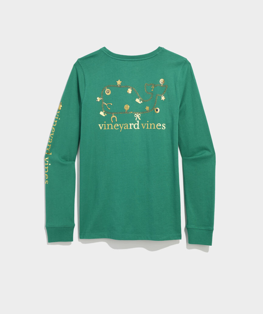 Women's Lucky Whale Necklace Charms Long-Sleeve Pocket Tee