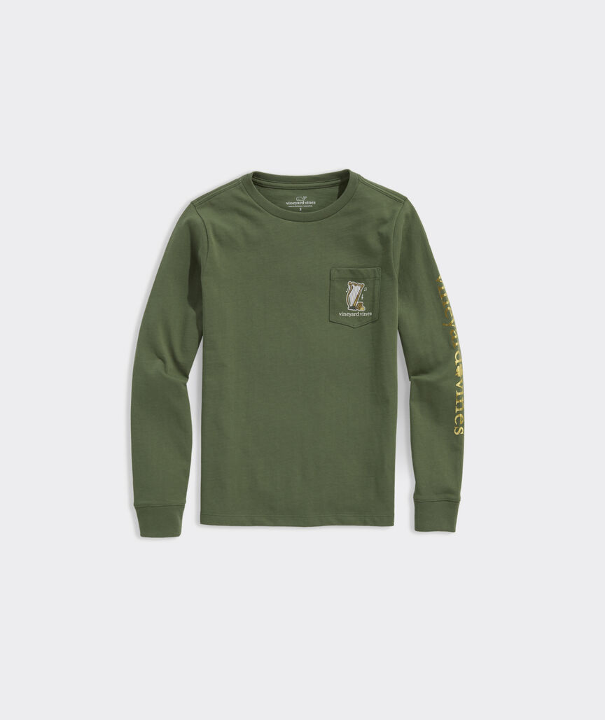 Boys' Harp Leprechaun Whale Long-Sleeve Pocket Tee