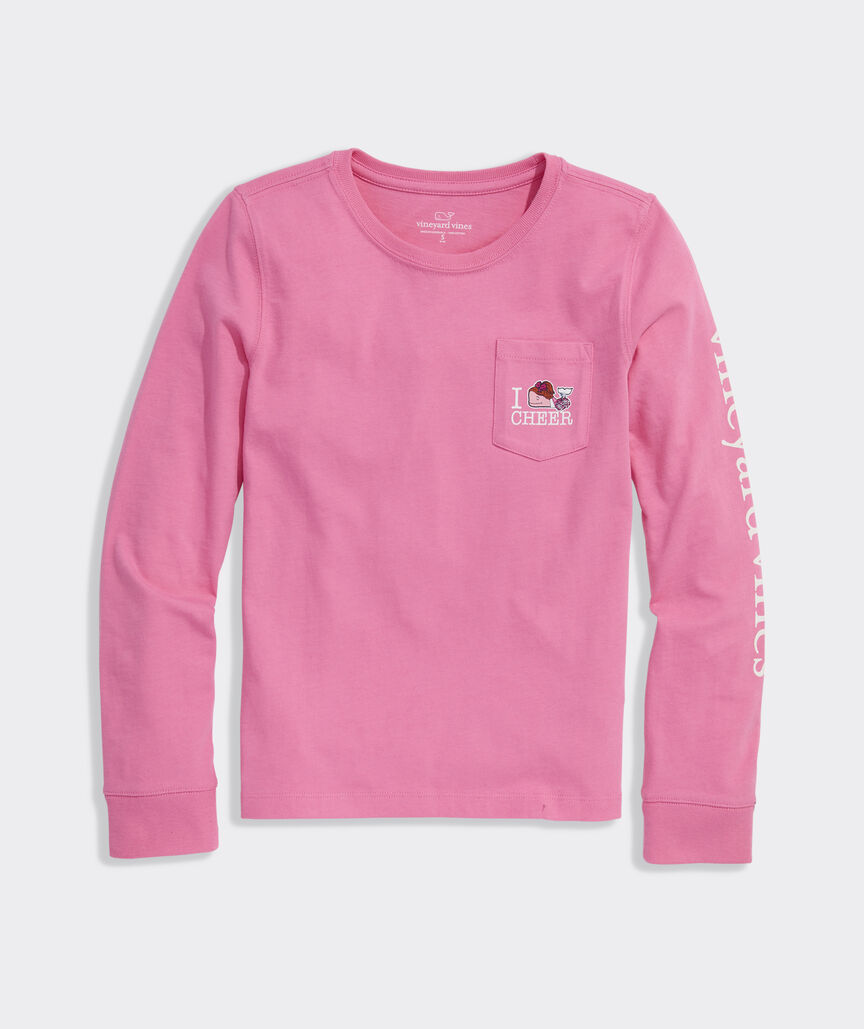 Girls' Glitter I Whale Cheer Long-Sleeve Pocket Tee