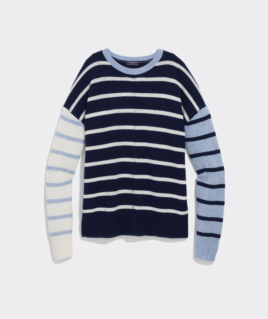 Seaspun Cashmere Party Stripe Crewneck Sweater