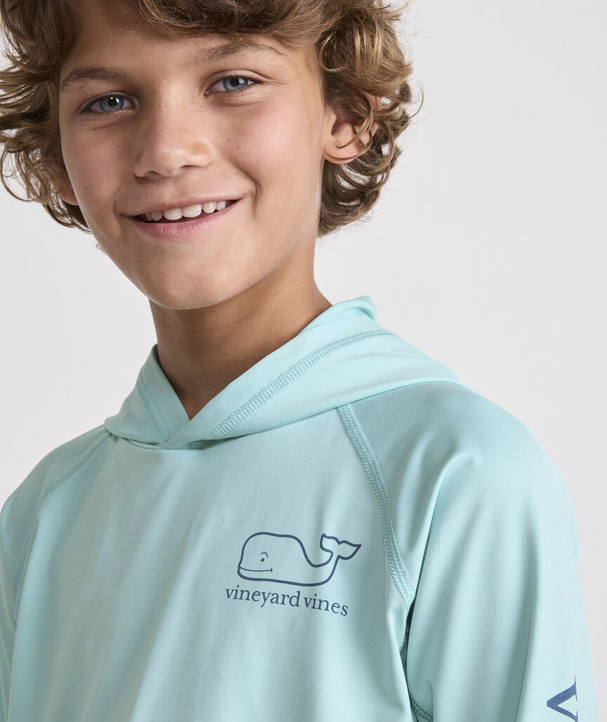 Boys' Performance Whale Outline Harbor Sun Hoodie Tee