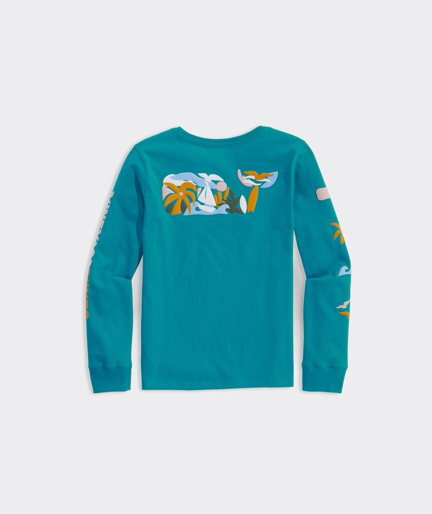 Girls' Abstract Icon Whale Long-Sleeve Pocket Tee