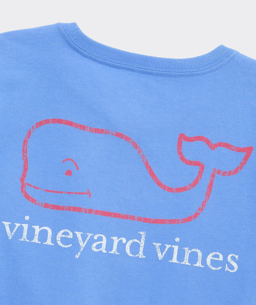 Girls' Two-Toned Vintage Whale Short-Sleeve Pocket Tee