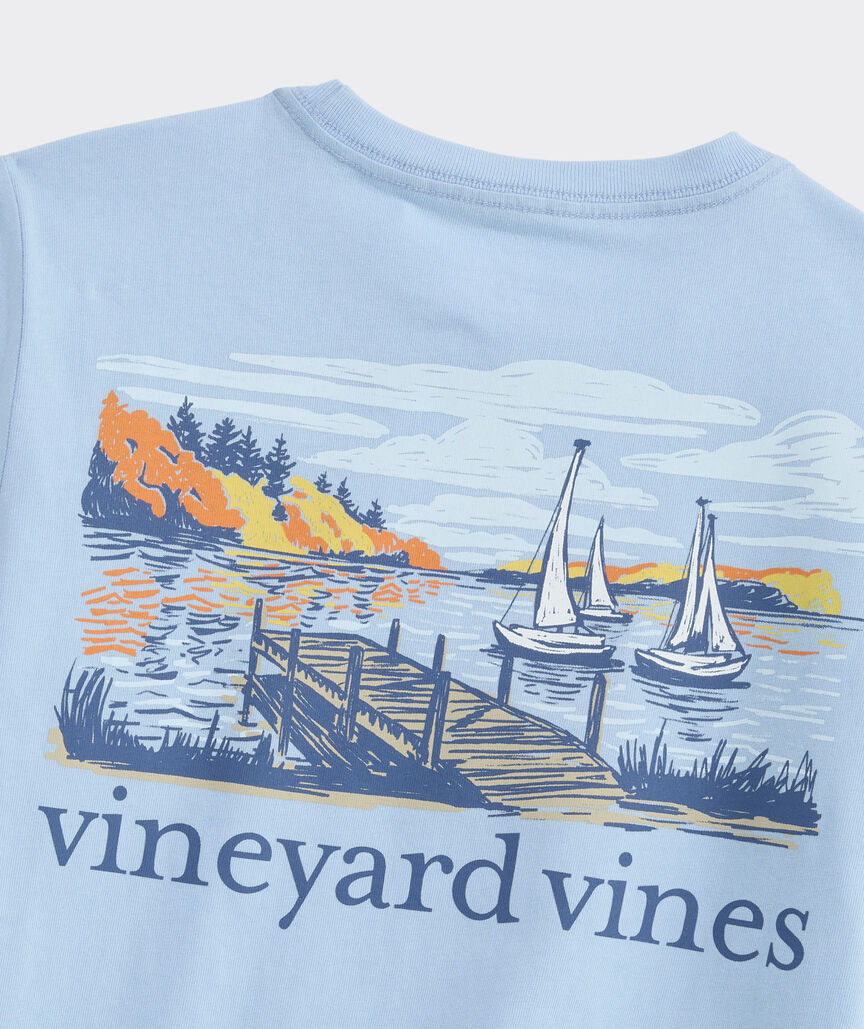 Boys' Autumn Sailing Scene Short-Sleeve Pocket Tee