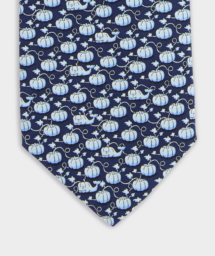 Whale Pumpkin Patch Silk Tie